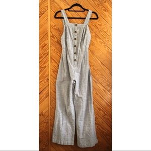 Japna Linen Striped Wide Leg Jumpsuit